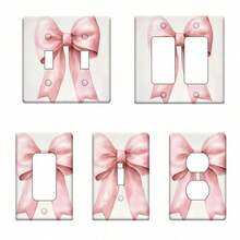 1pc Pink Bow Decorative Switch Plate Cover | Easy /Adhesive Install | No Wiring/Tools Needed | Fits Single/Double Switches | Ideal For Home/Bathroom | Pastel Decor Compatible | Housewarming Gift Accent - Duplex 11cm*7.5cm - Xem 1