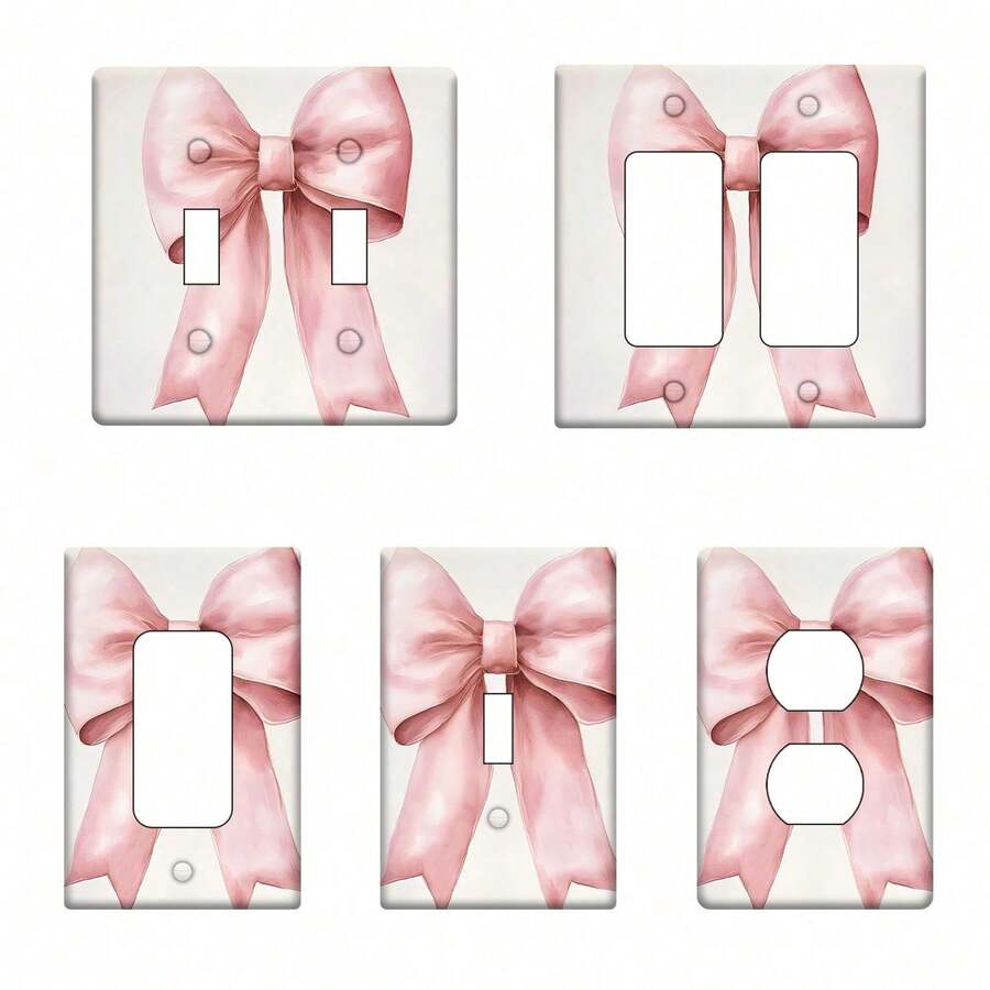 1pc Pink Bow Decorative Switch Plate Cover | Easy /Adhesive Install | No Wiring/Tools Needed | Fits Single/Double Switches | Ideal For Home/Bathroom | Pastel Decor Compatible | Housewarming Gift Accent - Duplex 11cm*7.5cm - Xem 1