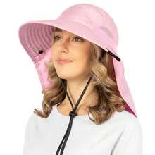 de ala ancha con solapa para el cuello, UPF50 Sombrero de pesca de safari para hombres y mujeres, sombrero de playa con proteccin solar - TallanicaRosado - Ver 1