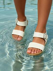 儿童休闲百搭平底凉鞋，夏季 - 米色 - 查看 9