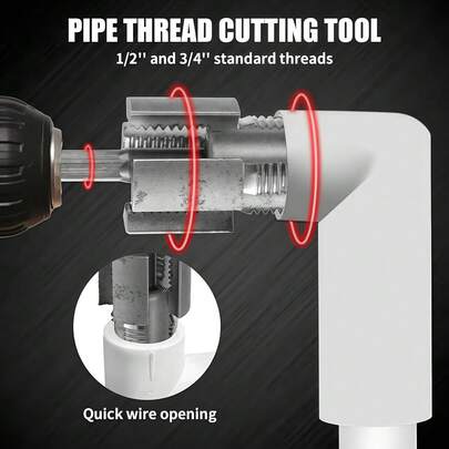 5 st. kraftiga rörgängverktygssats - 1/2", 3/4", 1" rörgängare + 2 integrerade invändiga/utvändiga rörgängare, kompatibel med elektrisk borrmaskin för gör-det-själv- och professionellt VVS-arbete (lämplig för PVC-, PPR- och MPP-rör)