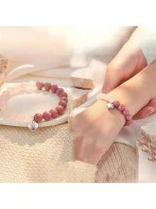 Pulseras de pareja de piedra natural con diseño bohemio, colgante con forma de corazón, joyería hecha a mano para él y ella, regalo para ocasiones especiales - Unitalla - Ver 5