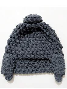 1pc Unisex Handmade Crochet Buddha Costume Funny Hat, Warm Knitted Beanie Earmuffs For Autumn/Winter, Novelty Party - Multicolor - View 4