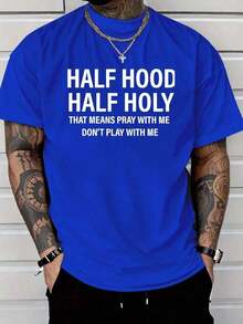 You Play With Me And Pray Together.Printed T-Shirt, 1 Piece,% Cotton, Casual Men's T-Shirt In Season, T-Shirt With Round Neck And Cotton Short Sleeve, Christmas Gift.2025 - 寶藍色 - 查看 17