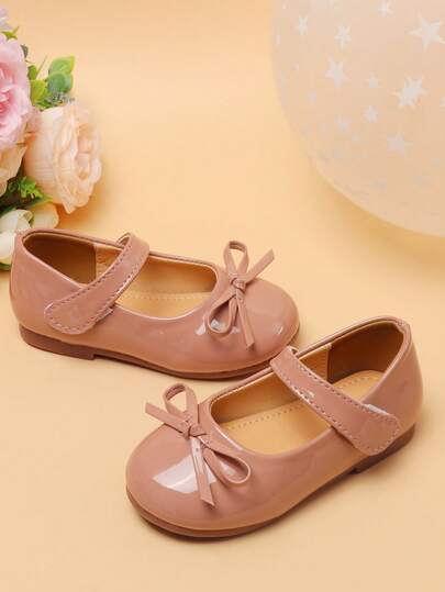 Girls' Flat Shoes, Comfortable Versatile Bow Decor Leather Shoes, Princess Shoes