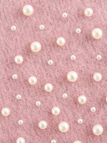 HH Sexy Slim Fit Sleeveless Turtleneck Knit Vest With Pearl Decor For Women, Fashion Bodycon Tank Top - Baby Pink - View 7