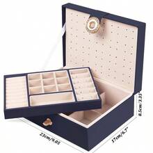 Womens Earring Jewelry Box For Girls Jewelry Earring Organizer Box Earring Holder Organizer For Girls Jewelry Organizer Earring Boxes For Women Girls Stud Earring Organizer Jewelry Box Navy - Navy - View 7