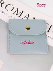 Customized Text & Image Jewelry Storage Pouch, Compact & Portable, Soft Storage, Organize Necklaces, Earrings, Bracelets, Watches, Earphones, Mini Jewelry Bag - Multicolor - View 16