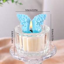 1个/盒，新款花蝶香氛蜡烛，3D蝴蝶簇+透明玻璃烛杯，甜美花香，少女风，适合室内/室外，情人节，母亲节，感恩节，复活节，家庭聚会，商务聚会，求婚，女生主题，与朋友的下午茶，周年纪念日等。