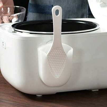 1pc Space-Saving Rice Spoon Holder With Non-Slip Base - Kitchen Rice Cooker Organizer, Durable PP Material, Easy To Install, Suitable For Rice Cookers And Kitchen Counters - Ideal For Home And Small Kitchens, Simple Design, Convenient Installation