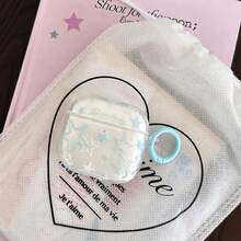 Minimalist Blue Line Star Hanging Ring Earphone Case Compatible With AirPods Pro 2, Cute Apple 4 Minimalist 3 New 1/2 Generation Earphone Case For Women