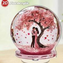 情人节360度旋转2D平面亚克力桌面摆件，适用于家居、办公室、婚礼、生日礼物，2D平面设计，复古美学。 - 彩色 - 查看 9