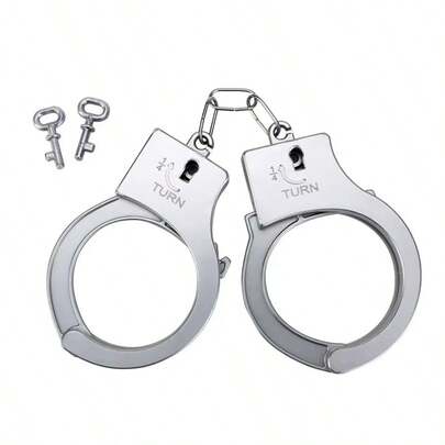 Vintage Silver Plastic Handcuffs, No Power Needed, Party & Halloween Costume Accessory, Home & Kitchen Activity Supplies