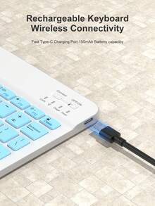 360°旋转键盘保护套，兼容iPad（A16）第11/10代、第7/8/9代，iPad Air第4/5代/(M2) 2024/(M3) 2025，iPad Pro 11英寸（2018/2020/2021/2022），PU皮革材质，内置可拆卸无线键盘，150mAh电池，Apple Pencil笔槽，浅蓝色 - 淺藍色 - 查看 8