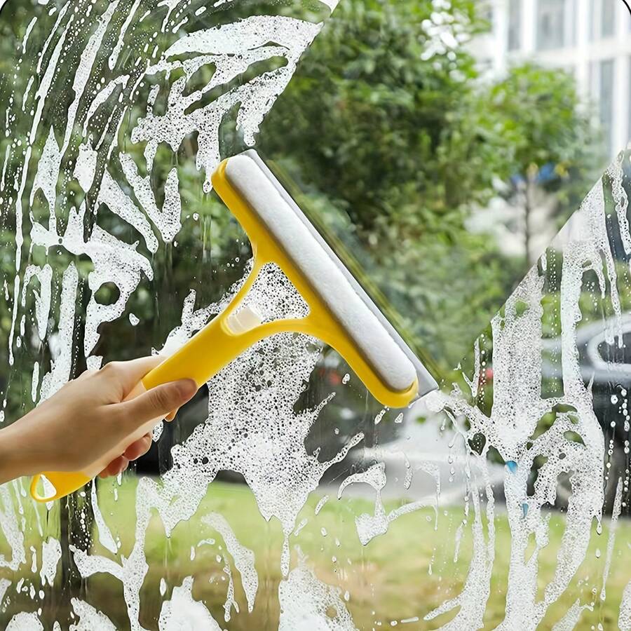 3-In-1 Multipurpose Glass Cleaning Kit, Includes Spray Bottle, Squeegee, Brush And Sponge, Suitable For Cleaning Bathroom Mirrors, Windows And Car Windows, Applicable For Home, Bathroom And Kitchen Glass Cleaning