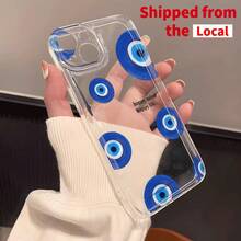 Transparente Handyhülle mit blauem bösem Blick Design für verschiedene -Modelle, einschließlich für  16, für  13, für  15 Pro Max, für  14 Pro. - Transparent - Übersicht 1