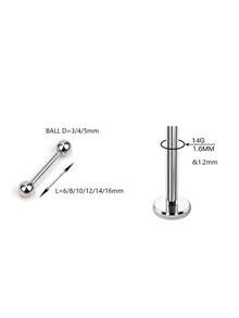 1pc Skin-Friendly Hypoallergenic Titanium Steel Tongue Piercing Jewelry, Minimalist Double Ball Tongue Ring, Unisex Earring, Lip Ring, Nose Ring, Cartilage Earring, Tragus Earring