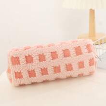 Waffle Lamb Wool Plush Pencil Case, Niche Japanese Ins Style Student Stationery Storage Bag, Convenient Desktop Storage Pouch