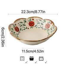 1 Stück wunderschöne blumenförmige 23 cm chinesische Keramikschüssel, große Servierschüssel für Restaurant, Salatschüssel, Obstschüssel - Verschiedenfarbig - Übersicht 14
