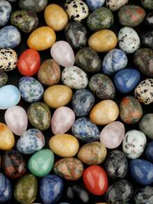 5/10/15/25颗天然减压石，大型抛光矿物蛋形水晶，口袋掌心脉轮蛋形水晶，缓解焦虑冥想平衡精神，复活节装饰（随机） - 彩色 - 查看 5