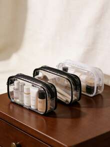 2 件装，便携透明化妆包，旅行化妆包，小型洗漱包，旅行化妆包，可收纳口红、梳子、洗漱用品、化妆刷和护肤品，化妆包，化妆袋，化妆品收纳袋，化妆品整理包，旅行必备，化妆包，化妆袋，化妆品收纳袋，包，刷子收纳袋，小包，女士礼物，旅行必备包，化妆品收纳盒，送朋友的礼物，生日礼物 - 彩色 - 查看 3