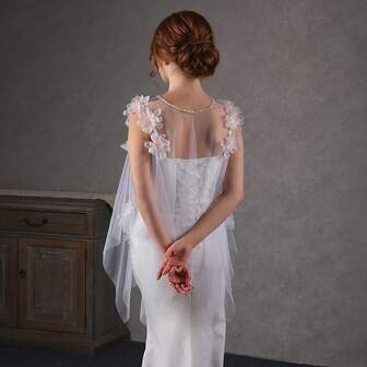 1pc Elegant Floral Shawl, Romantic Bridal Accessory For Engagement, Wedding Party, Holiday Gift