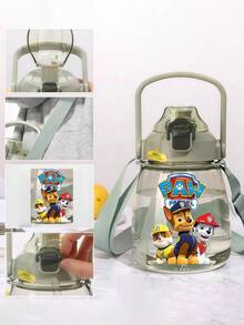 1pc Paw Patrol Cartoon Pattern Straw Water Bottle With Straw, Dopamine Color Series Portable Leak-Proof Silicone Straw Cup, Suitable For Outdoor Travel, Camping, Backpacking, Great Gift For Family, Friends, Students, Birthday, Thanksgiving, Christmas, Mother's Day, Graduation - Multicolor - View 5