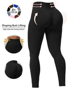 Quần legging nữ cạp cao không đường may - Giúp định hình vòng ba và nâng mông, phù hợp cho chạy bộ, đạp xe, yoga và các hoạt động thể thao cũng như trang phục thường ngày khác. - màu đen - Xem 2