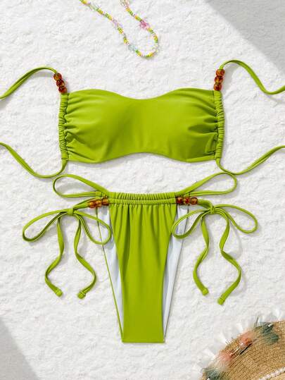 Bộ bikini hai mảnh màu trơn dành cho nữ, thích hợp cho kỳ nghỉ, tiệc tùng, đi biển, lễ hội, hàng mới về, thích hợp cho kỳ nghỉ.