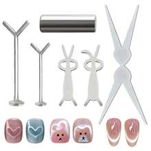 6 món dụng cụ làm móng nghệ thuật mắt mèo từ tính, thích hợp cho móng gel UV, que từ tính tự làm móng. - Bạc - Xem 2
