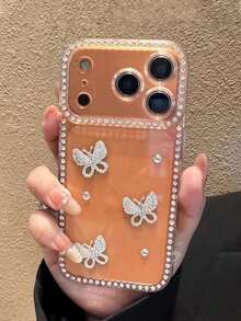 1pc Luxury Electroplated Rhinestone Edged Shiny Star Transparent Full Body Shockproof Phone Case, Compatible With IPhone 17/17 Air/17 Pro/17 Pro Max, 16, 16 Pro, 16 Plus, 16 Pro Max, 15, 14, 14 Pro Max, 13, 12, 11 - 清除 5 - 查看 1