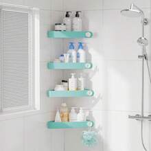 Sotfamily Plastic Shower Caddy Corner (For 90° Only), 4 Pack Adhesive Corner Shower Shelves For Bathroom Organizers And Storage, Turquoise - ColorF - 查看 1