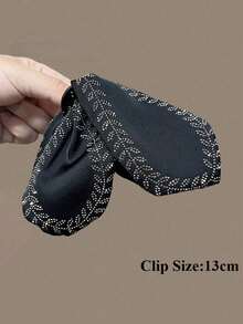 1pc Elegant Fashion Wheat Ear Hair Claw With Rhinestones, High-End Stylish Hairclip For Thick Hair, Suitable For Daily Wear (Wheat Ear Direction Random) Women Hair Accessories Elegant Claw Clip Fashion Hair Clips - Black - View 4