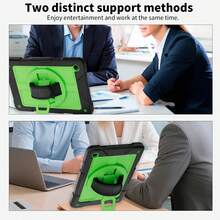 1pc Shockproof Tablet Case For Tab A9+ Plus 11 Inch 2023 (X210/X216/X218) With Rotating Stand And Hand Strap, Black; Tablet Case Compatible With Ipad (A16) 11th Gen 11 Inch 2025 / IPad 10th Gen 10.9 Inch 2022 With Pencil Slot, Hybrid Protective Cover With Pencil Slot; Compatible With Ipad 9th/8th/7th Gen And IPad 10.2 Inch 2019-2021 - Black & Green - Colorful Rose Red - View 6