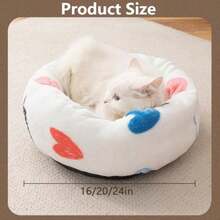 Cat Beds For Indoor Calming Donut Dog Bed Cozy Soft Round Dog Nest Fluffy Plush Cat Beds Washable Donut And Dog Bed High Side Warming Donut Pet Beds Big Dog Bed Cushion - Trắng - Xem 2