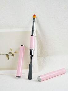 Brush And Picker,Dual-Ended 2 IN 1 Design Stainless Steel Gel Nail Brush Slice Gel Acrylic Nails Extension Quick Building Gel,Home Use And Professional Nail Salon(Pink) - Màu tím hoa cà - Xem 2