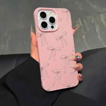 Estuche para teléfono con espejo con patrón de lazo rosa compatible con  17,  16 Pro Max,  15 Pro Max,  13 y  12 hecho de TPU para protección contra golpes y caídas funciona también como espejo perfecto para un toque elegante un gran regalo para familiares, amigos, regalos de otoño, novios/novias y ocasiones especiales como citas navideñas o celebraciones de cumpleaños - Rosa - Ver 5