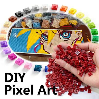 585pcs 1x1 Pixel Building Blocks, Scannable QR Code Pixel Bricks, Mosaic Wall Construction, Micro Particles Basic Parts, Mini Architecture Building Blocks, DIY Supplement Pack, Multi-Color, Free Combination, Halloween/Christmas/Holiday Gift