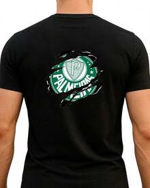 Camiseta Palmeiras Camiseta Masculina Camiseta Esporte Blusa Palmeiras 100% Algodão - Preto - Visão 1