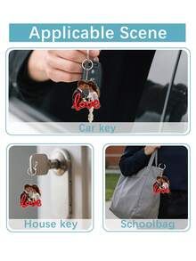 Customized Photo Keychain, Personalized Acrylic Keychain, Couple Customized Keychain, Photo Keyring, Valentine's Day Gift, Birthday Gift, Anniversary Gift - Multicolor - View 3