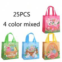 25PCS Easter Gift Packaging Bag With Handle -4 Unique Designs For Party Hand-Held Gift Bags, 9 Inches X 8.6 Inches X 4.3 Inches, Non-Woven Bag, Shopping Bag, Rabbit Egg Pattern, Suitable For Easter Party Decorations - Many - View 9