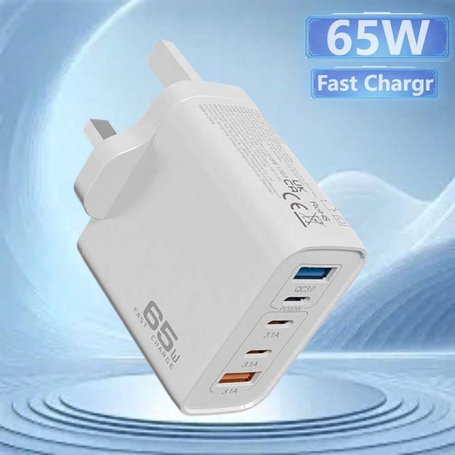 High Power Fast Charging Wall Charger 65W 5-Port USB-C Fast Charger Adapter 30W PD Wall Charger Power Adapter Compatible With IPhone Smartphones Tablets And Other Devices Memorial Day Long Weekend - View 1