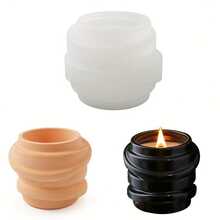 1pc Silicone Candle Jar Mold - Unique Asymmetrical Shape For Resin, Plaster, Cement, Concrete Casting | Ideal For DIY Crafts And Candle Making Supplies, Modern Candle Holder | Silicone Mold, Candle Making Supplies, DIY Crafts, Unique Candle Holder, Silicone Mold, Concrete Casting Mold, DIY Crafts, Unique Candle Holder, Silicone Mold, Concrete Casting Mold, DIY - White Silicone Mold - View 6
