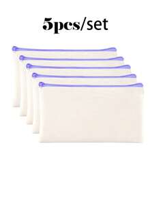 5/10/20/50个装空白帆布手提袋套装，适用于DIY绘画、数码印刷、手工制作 - 便携式化妆包、旅行洗漱包、表达爱意和感激之情的礼物 - 可爱的手提包、钱包、零食、礼品收纳袋，带拉链，化妆包，旅行必备 - 米色 - 查看 52