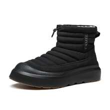 CAMEL CROWN Zapatos de algodón con forro polar, cálidos y a prueba de golpes, para hombre. Botas de nieve casuales para exteriores con suela gruesa y cómoda - Negro - Ver 1