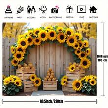 1 Piece Of Sunflower Flower Design With Bright Background Of Spring Flowers And Butterflies, Suitable For Indoor And Outdoor Photography Party Anniversary And Home Decoration Banner Background, With Various Styles And Sizes To Choose From. - Multicolor - View 2