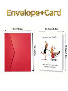 1pc Funny Birthday Card Friendship Greeting Card - Suitable For Any Occasion For Family And Friends - 紅色 - 查看 4