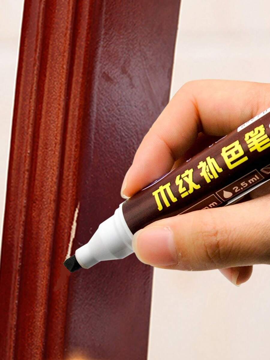 sipa 1pc/5pcs Furniture Touch-Up Paint Pen Walnut Red Wood Floor Table Scratch Repair Wood Grain Color Filler Pen - Single Piece - View 1