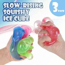 3Pcs- Stress Cube Squishy Balls - Slow Rising Ice Cube Stress Balls Stretchy Squishy Cube For Anxiety Stress Relief, Sensory Ice Cube Gel Filled Squishy Ball Toys (Random) - 彩色 - 查看 3