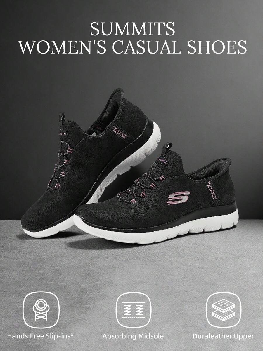Skechers 女士休闲套脚运动鞋,低帮简约日常户外旅行通勤运动鞋,150254-BLK - 黑色 - 查看 1